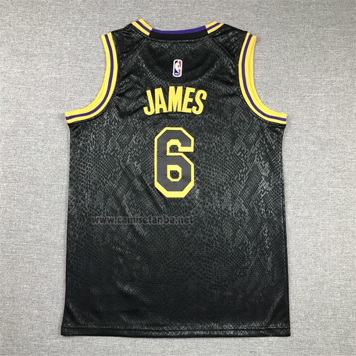 Camiseta Nino Los Angeles Lakers LeBron James NO 6 Mamba 2021-22 Negro